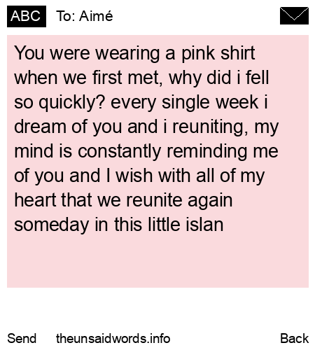 unsent message to Aimé
