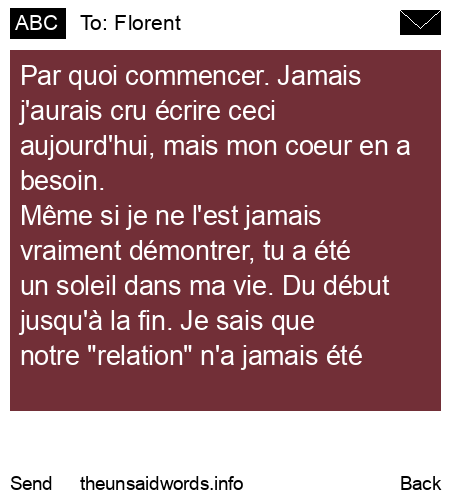 unsent message to Florent