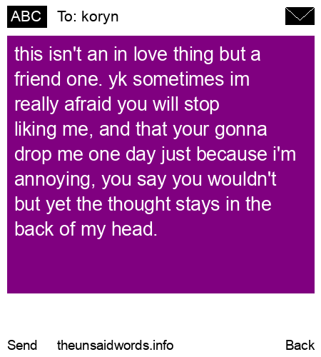 unsent message to koryn