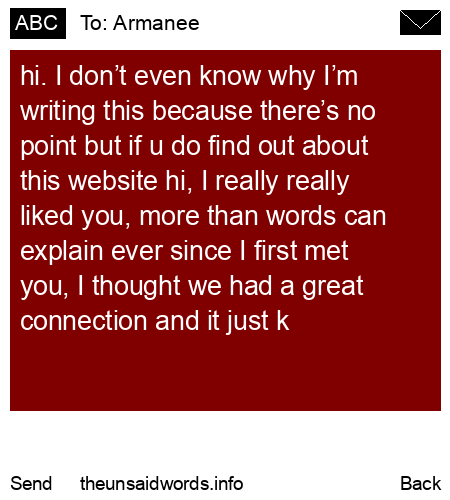 unsent message to Armanee