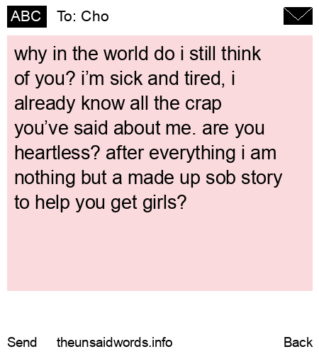 unsent message to Cho