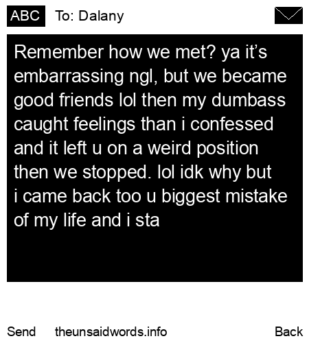 unsent message to Dalany