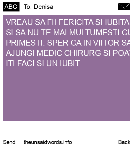 unsent message to Denisa