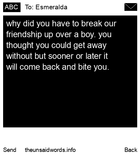 unsent message to Esmeralda