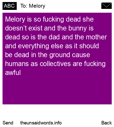 unsent message to Melory