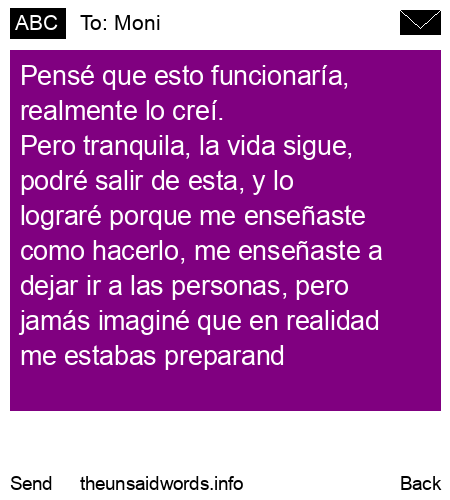 unsent message to Moni