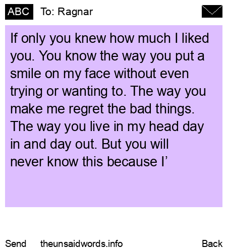 unsent message to Ragnar