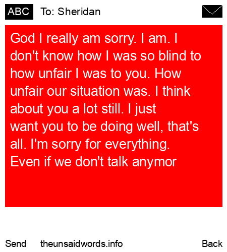 unsent message to Sheridan