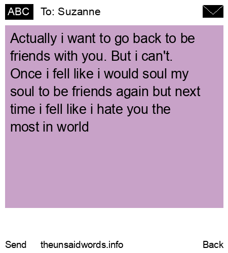 unsent message to Suzanne