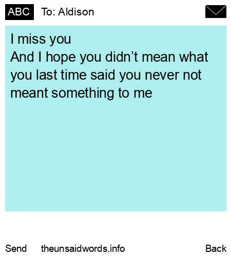 unsent message to Aldison
