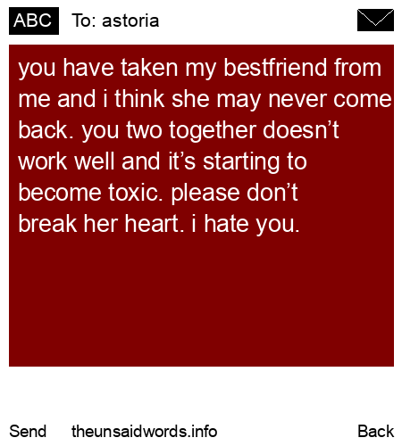 unsent message to astoria