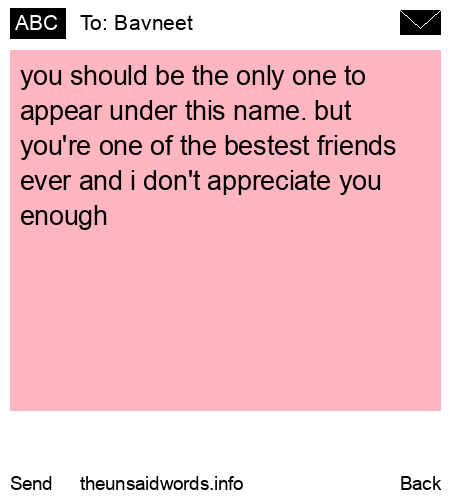 unsent message to Bavneet