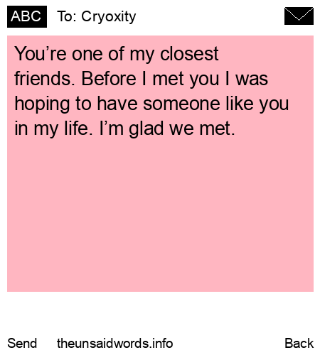 unsent message to Cryoxity