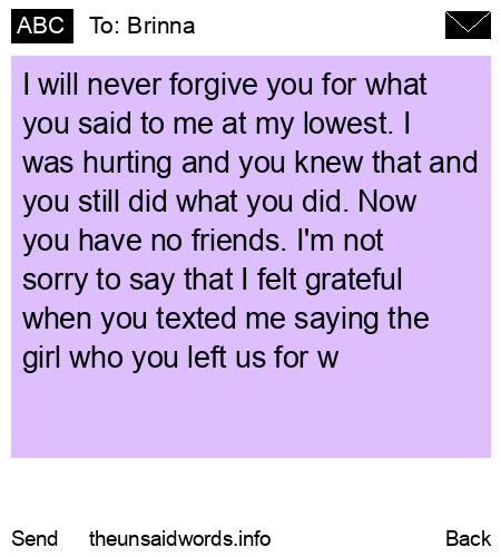 unsent message to Brinna