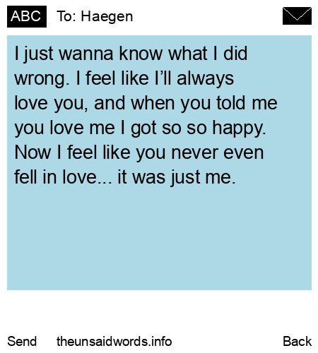 unsent message to Haegen