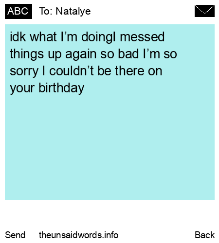 unsent message to Natalye