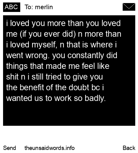 unsent message to merlin