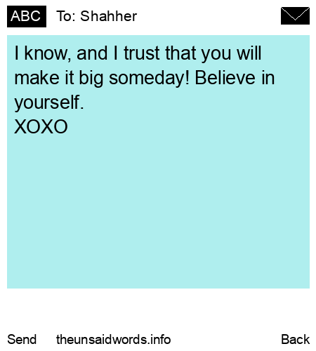unsent message to Shahher