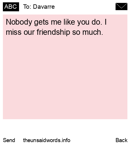 unsent message to Davarre