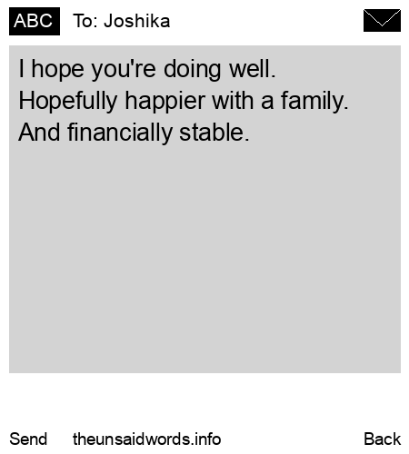 unsent message to Joshika