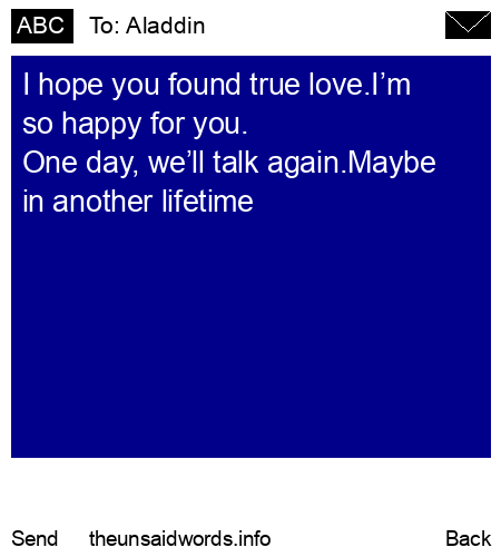 unsent message to Aladdin
