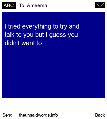unsent message to Ameema