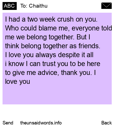 unsent message to Chaithu
