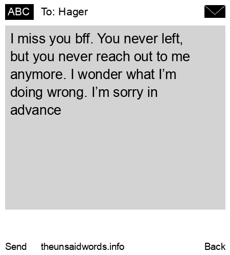 unsent message to Hager