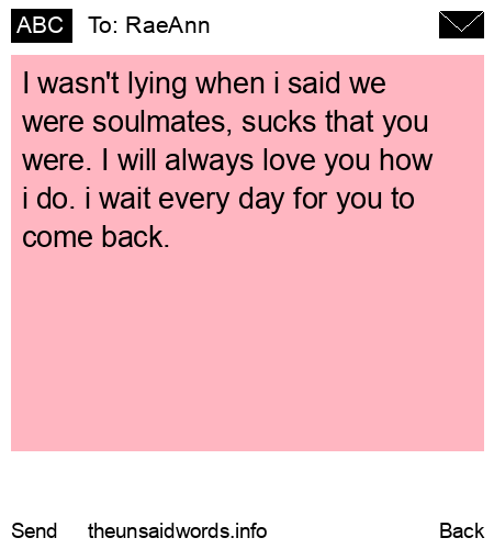 unsent message to RaeAnn