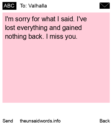 unsent message to Valhalla