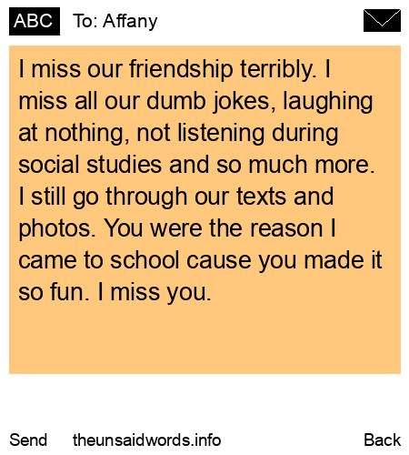 unsent message to Affany