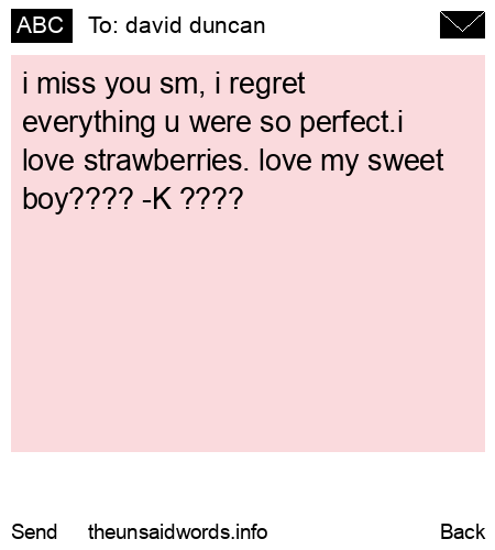 unsent message to david duncan