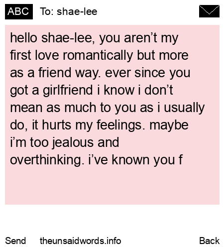 unsent message to shae-lee