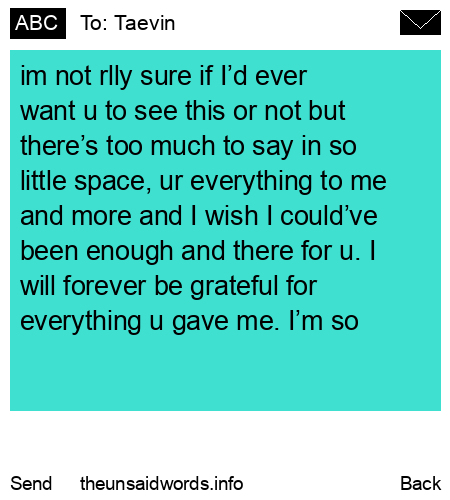 unsent message to Taevin