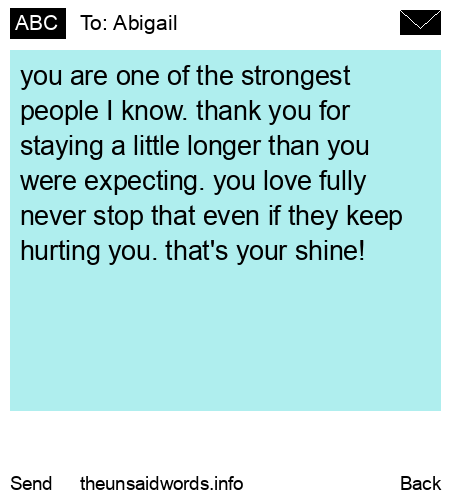 unsent message to Abigail