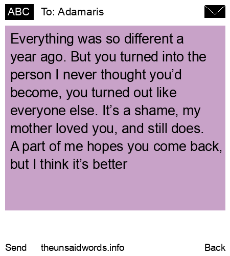unsent message to Adamaris
