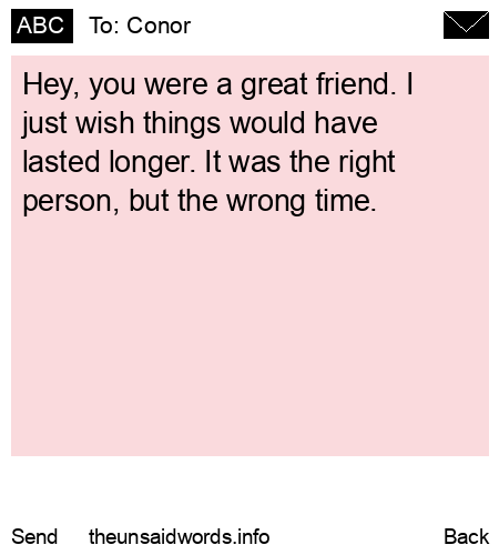 unsent message to Conor