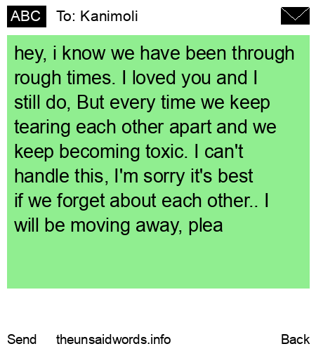unsent message to Kanimoli