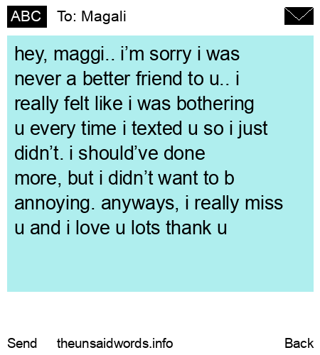 unsent message to Magali