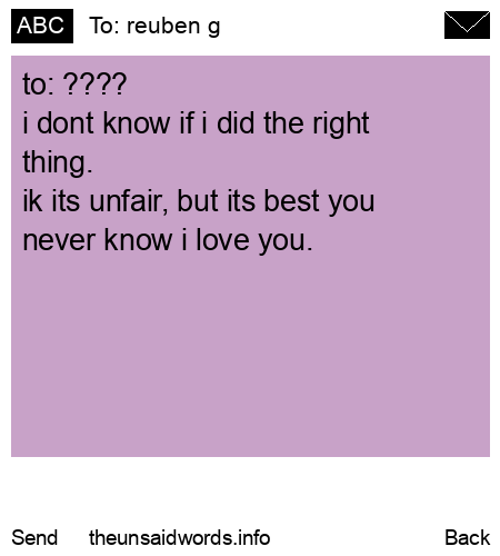 unsent message to reuben g