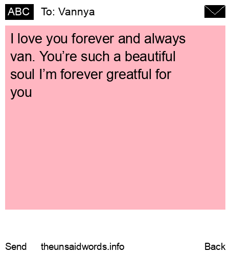 unsent message to Vannya