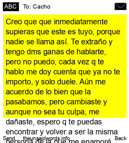 unsent message to Cacho