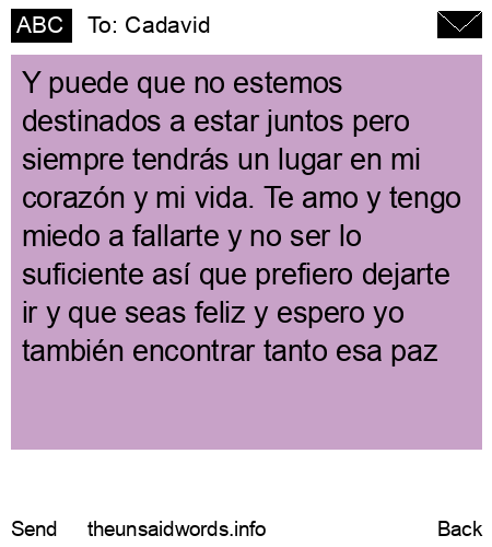 unsent message to Cadavid