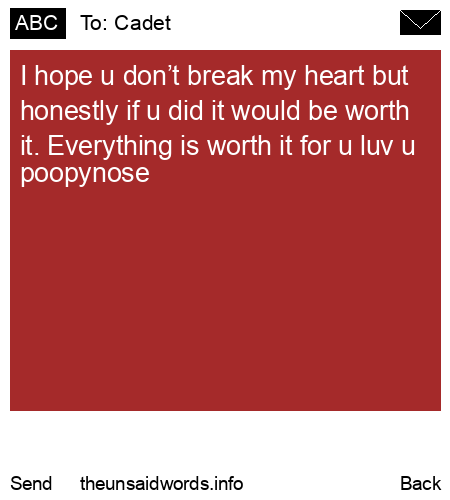 unsent message to Cadet