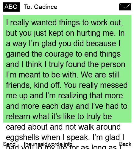 unsent message to Cadince