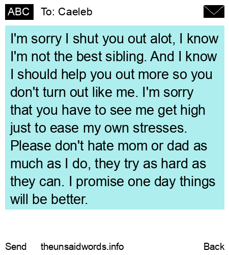 unsent message to Caeleb