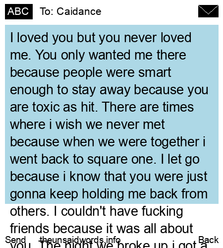 unsent message to Caidance