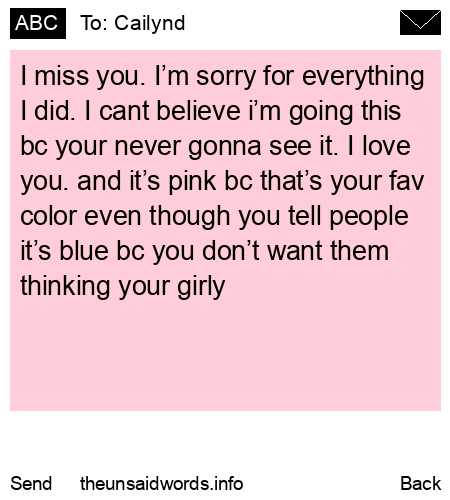 unsent message to Cailynd