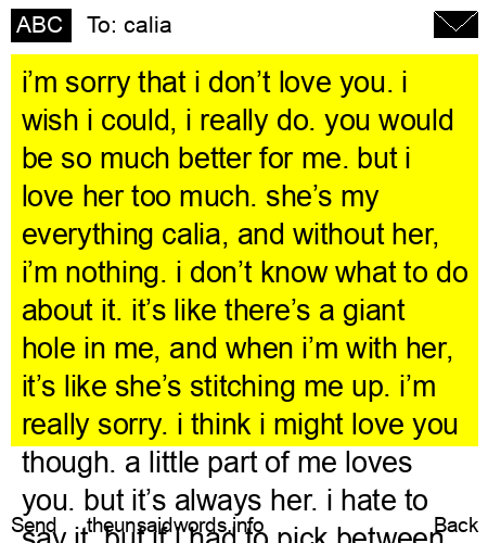 unsent message to calia