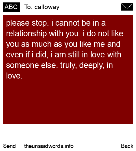 unsent message to calloway